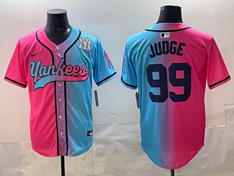Men New York Yankees #99 Judge Blue pink Game 2025 Nike MLB Jersey style 009